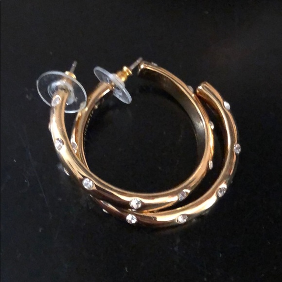 J. Crew Jewelry - JCrew gold hoop earrings with diamond detail